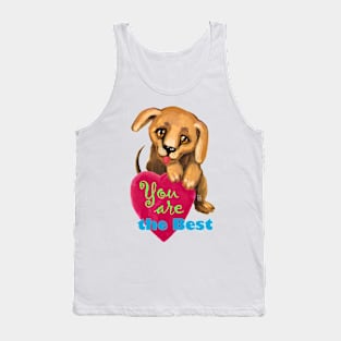 Cute dog. Baby pets. Puppy friendship love. Tank Top